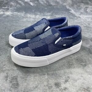 Billabong Cove Shoes Womens 8 Blue Denim Slip On Casual Skate Sneakers Patchwork